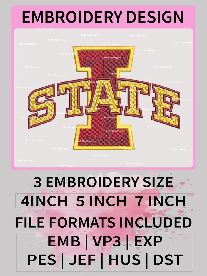 NCAA Iowa State Cyclones Embroidery File, 3 Sizes, 6 Formats, NCAA Machine Embroidery Design, NCAA Logo, NCAA Teams