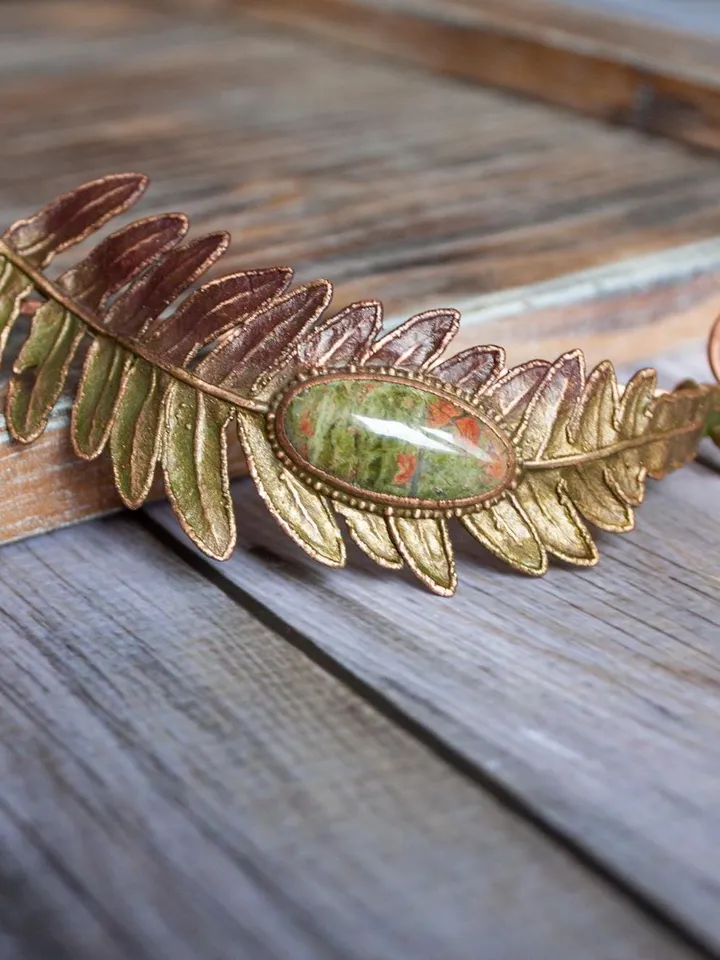 Unique handmade electroformed hair clip made from real fern leaves