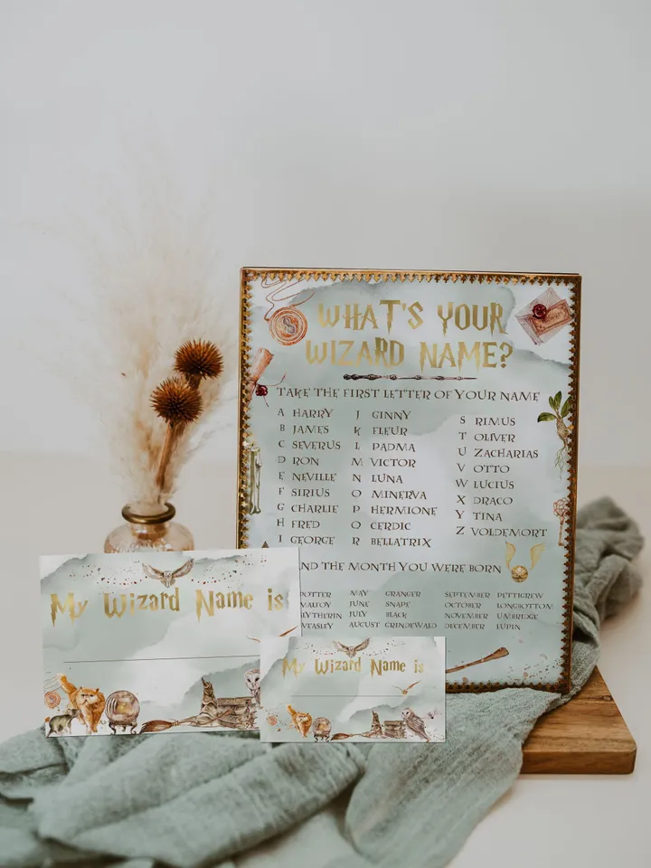 What's Your Wizard Name; Wizard Baby Shower Birthday Template; Magic School Party template; Instant Download;