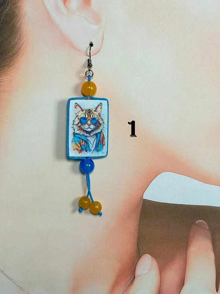 Handmade earrings. Designer jewelry. Bright, Funny, amusing earrings.