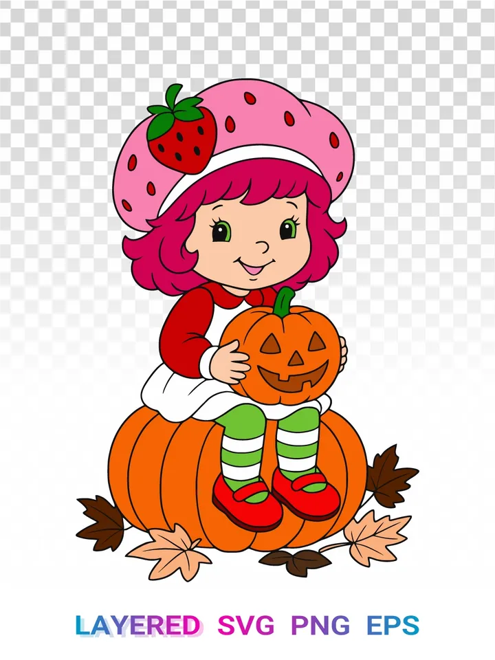 Strawberry Shortcake Halloween 🎃 PNG SVG, Pumpkin Clipart