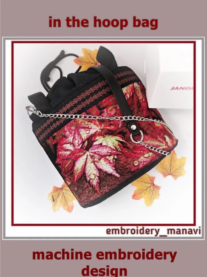 ITH Foldable Bag Autumn Leaves – Quilting & Photostitch Design by Embroidery Manavi 05