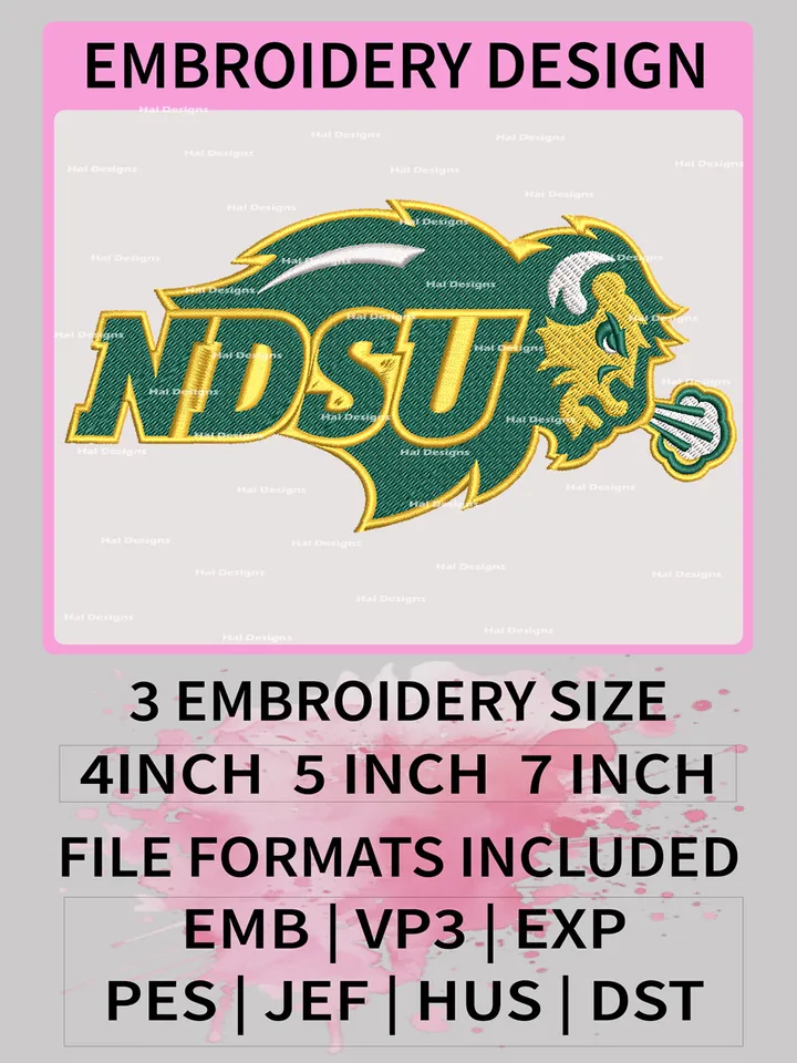 NCAA North Dakota State Bison Embroidery File, 3 Sizes, 6 Formats, NCAA Machine Embroidery Design, NCAA Logo, NCAA Teams