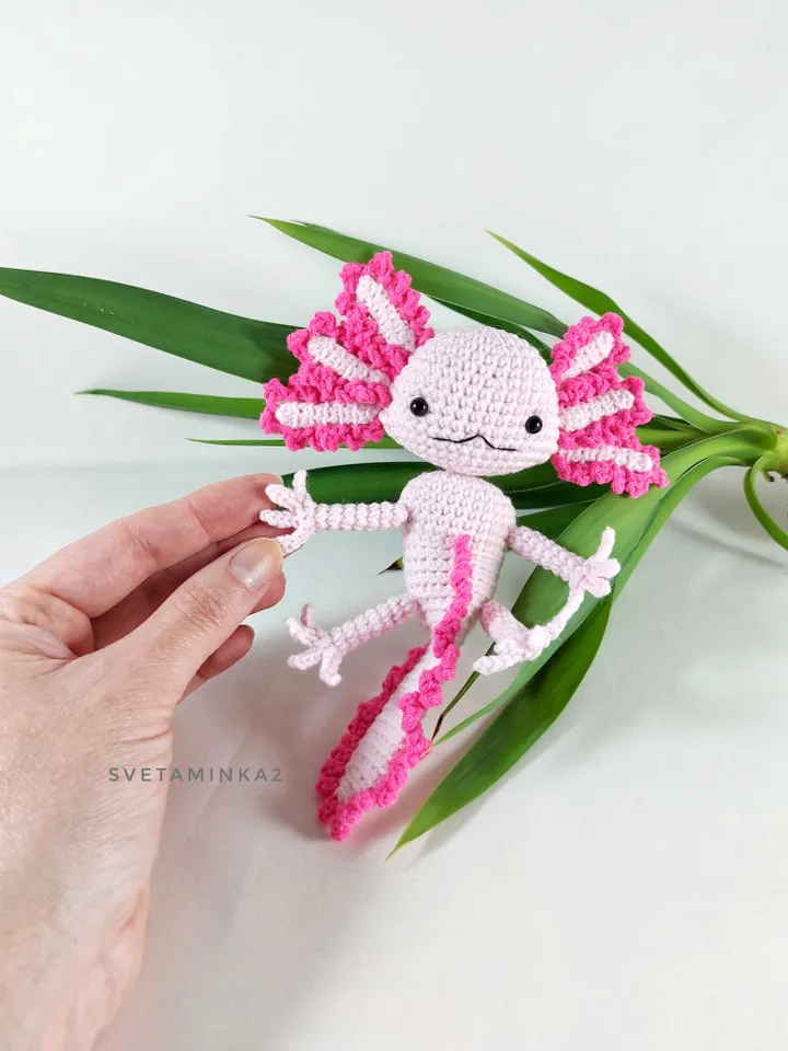 Axolotl Crochet Pattern Amigurumi Toy. Digital Download. PDF.