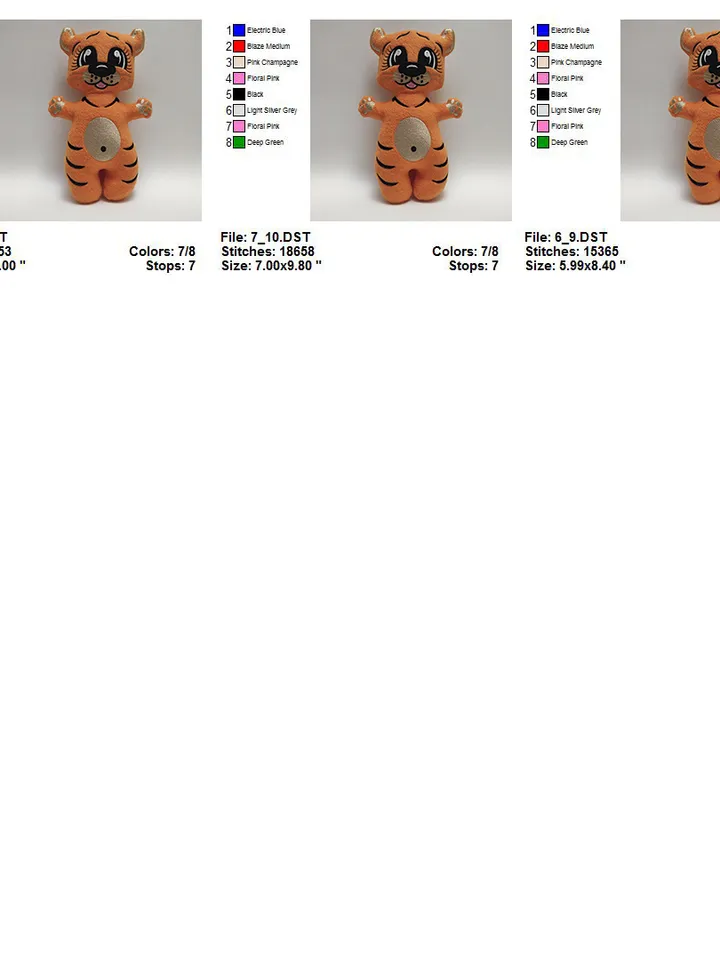 Tiger cub toy Stuffed ITH Pattern Machine embroidery design Tiger cub toy Stuffed in The Hoop Machine embroidery design
