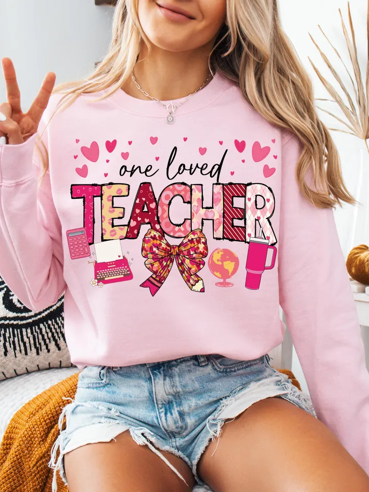Teacher Valentine Png, Loved Teacher Png, Valentine's Day Teacher Png, Teacher Coquette Bow Png, Valentine Teacher Png, Retro Teacher Png
