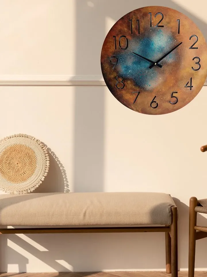 Unique art wall clock Large retro style clock Handmade wall clock Silent clock