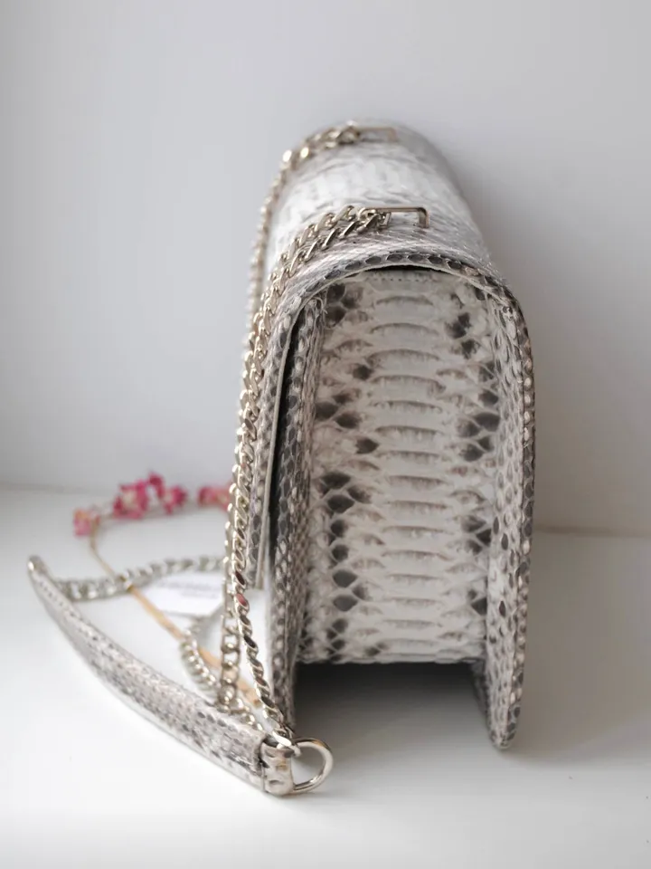 Genuine python skin classy woman bag | designer leather bag | exotic skin woman bag | chain crossbody elegant snake bag | Snake print purse