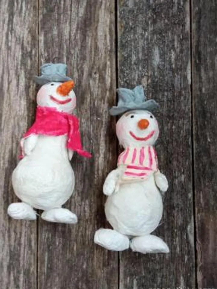 Handmade Snowman Friends Christmas Ornament - Xmas decorations. Christmas tree toy