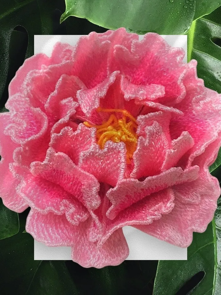 Free standing lace peony flower Digital embroidery file Peony FSL pattern Peony hairpin brooch