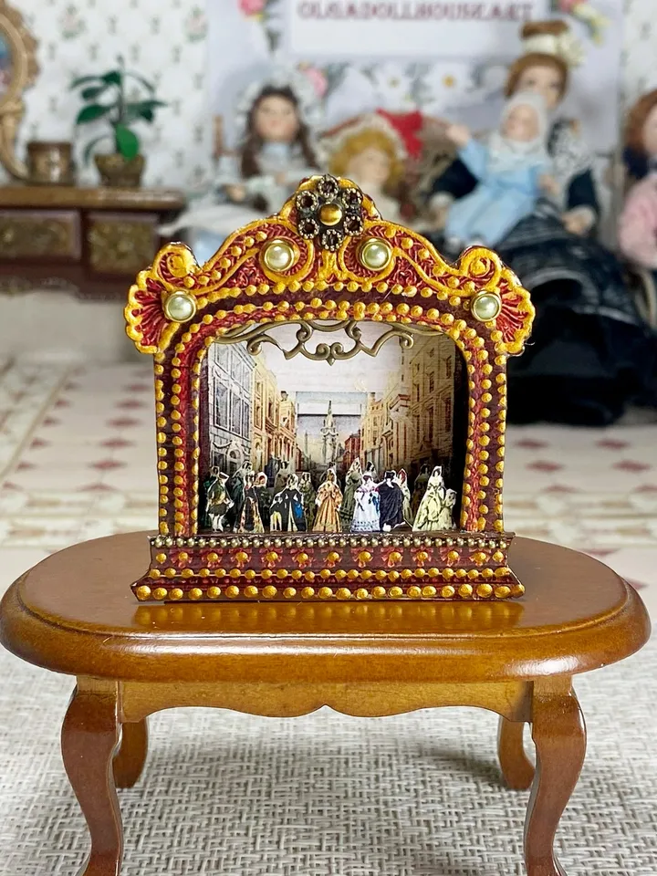 Puppet theater. 1:12. Theater for a dollhouse. Handmade. Vintage theater.