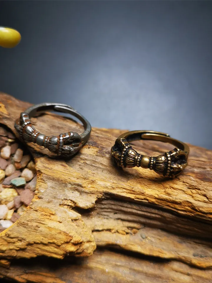Gandhanra Handmade Tibetan Vajra Ring,Buddhist Protection Jewelry