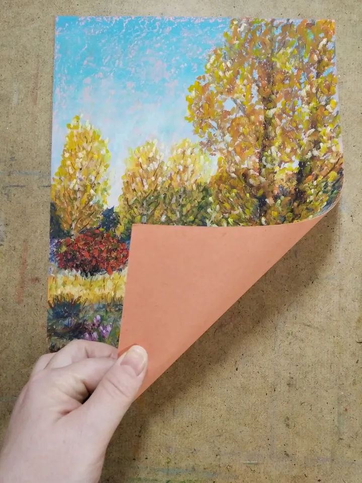 Oil painting in pastel. The rich gold of autumn