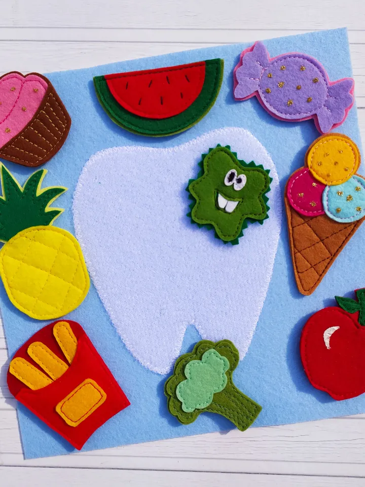 Clean teeth Dino's Quiet book Pattern pdf, Felt book pattern svg, Baby Soft book tutorial, Busy book sewing ideas for kids 2, 3, 4 year old
