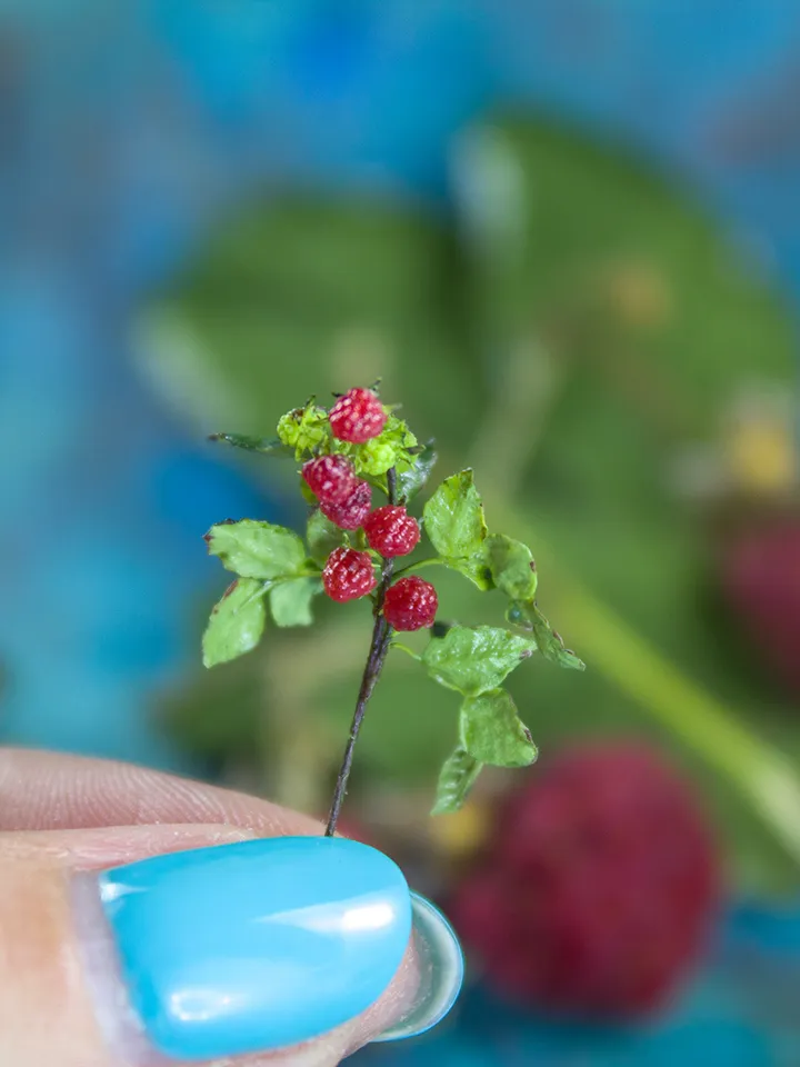 TUTORIAL Miniature raspberry with polymer clay and air dry clay