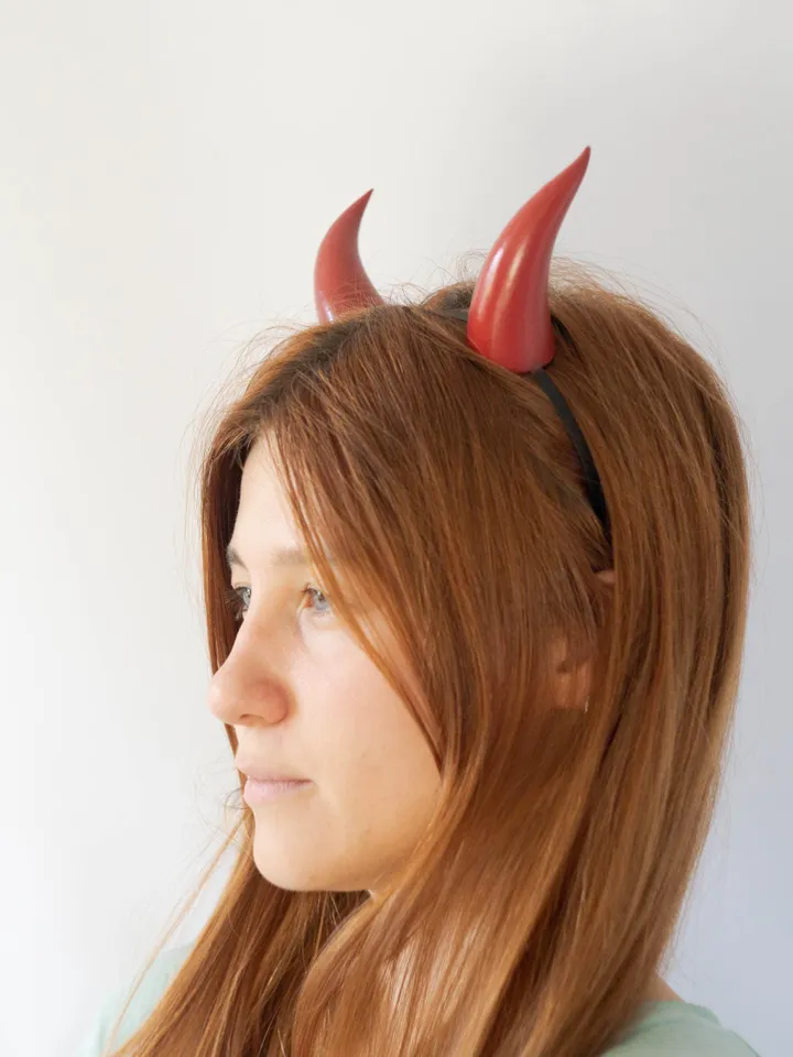 Small Devil Horns, Devil Horns Headband for Halloween, Photoshoot, Red Devil Horns, Realistic Fantasy Cosplay Horns