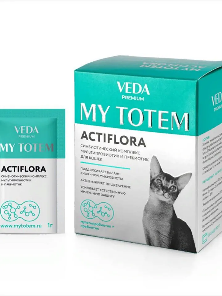 Synbiotic complex for cats VEDA My Totem Actiflora Multiprobiotic and Prebiotic 30pcs