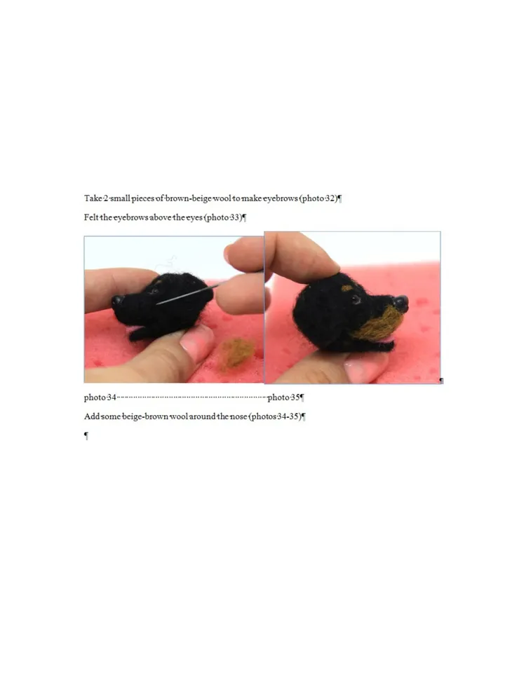 Needle Felting Animals Tutorial Plush Dog Pattern Needle felted Realistic Dog Felt Toy Soft Pet Sculpture Miniature animals Rottweiler Dog