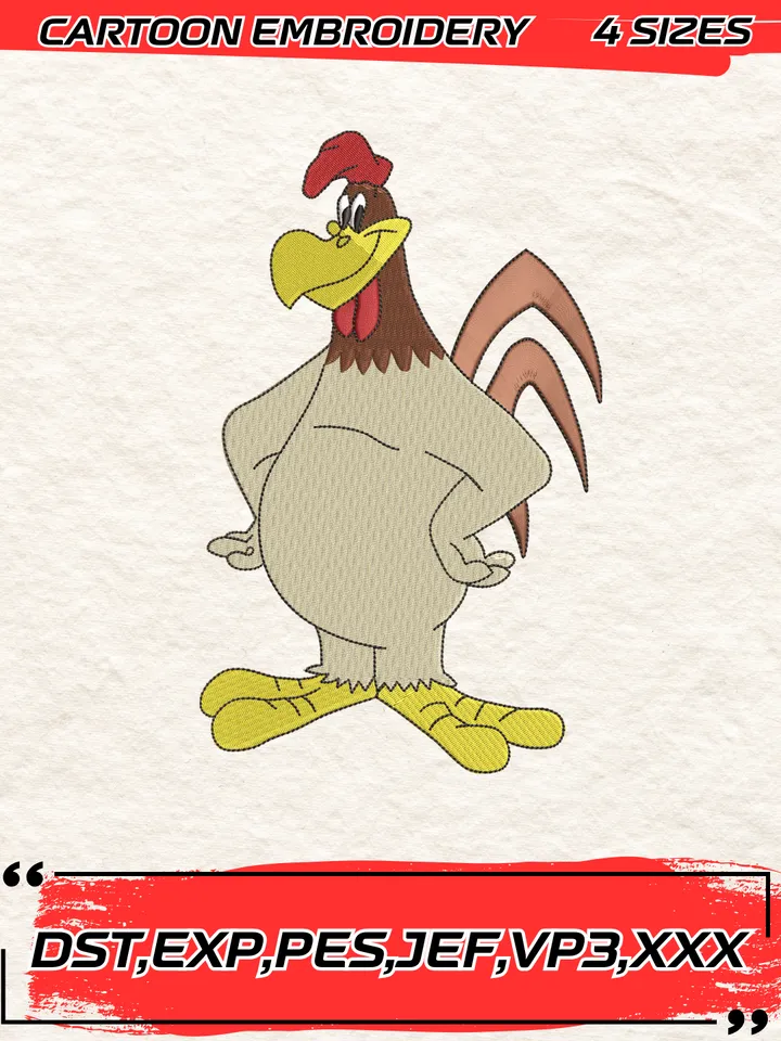 Looney Tune Foghorn Leghorn Embroidery Design,Machine Embroidery Design File,4 Sizes, Digital Download