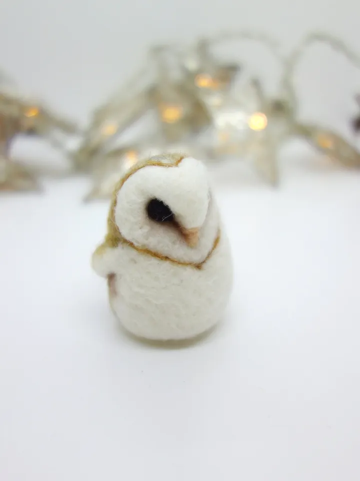 Miniature needle felted barn owl, baby owl, made to order