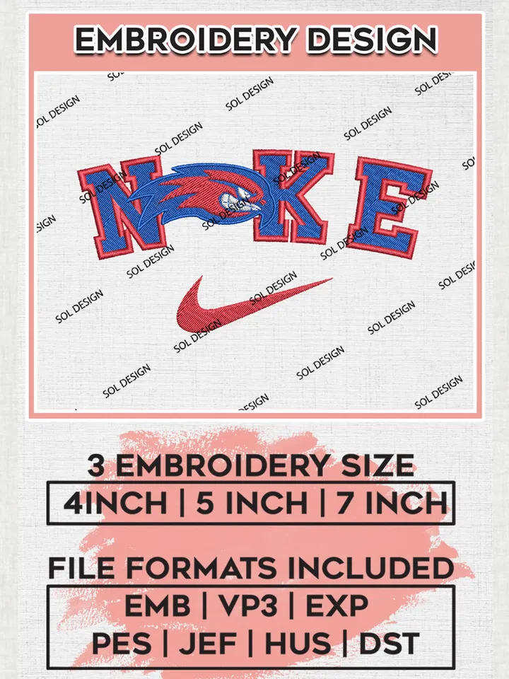 Nike UMass Lowell River Hawks Machine Embroidery Design, NCAA UMass Lowell River Hawks Embroidery Design files, NCAA Logo Embroidery Designs, NCAA Machine Embroidery Designs, Digital Download