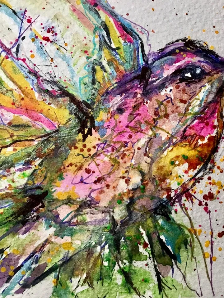 Hummingbird Photo paper poster made from my original watercolour painting,birds painting wall decoration,gift.