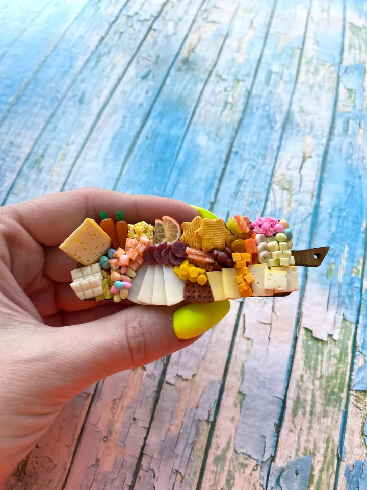 Magnet Miniature Easter Charcuterie Board with Polymer Clay