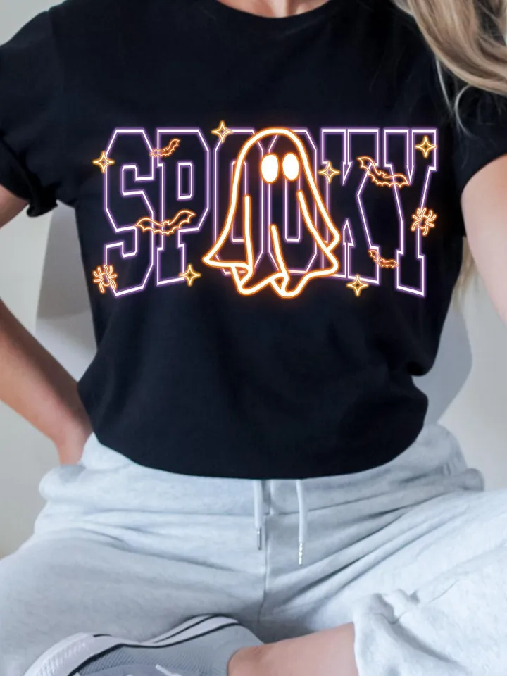 Cute Colorful Neon Spooky Ghost Png, Halloween Boo Bow Png, Neon Halloween PNG, Boo Ghost Shirt Png, Cute Boo Halloween Sublimation Design