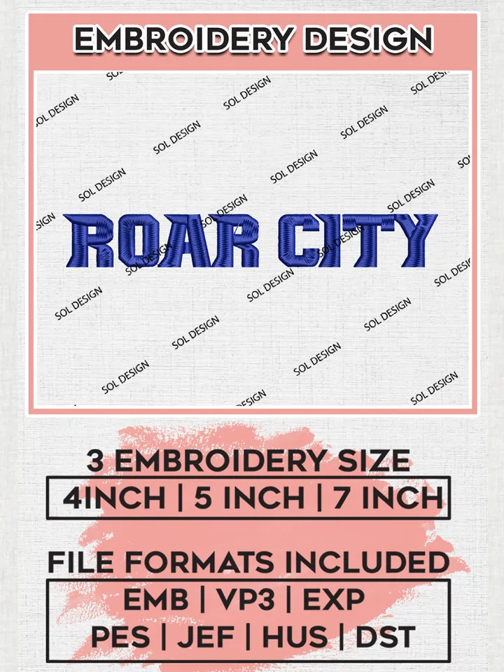 NCAA Roar City Team Logo Embroidery Design Files, NCAA Tennessee State Tigers Machine Embroidery, NCAA Teams, 3 sizes, NCAA Machine embroidery designs, Digital Download