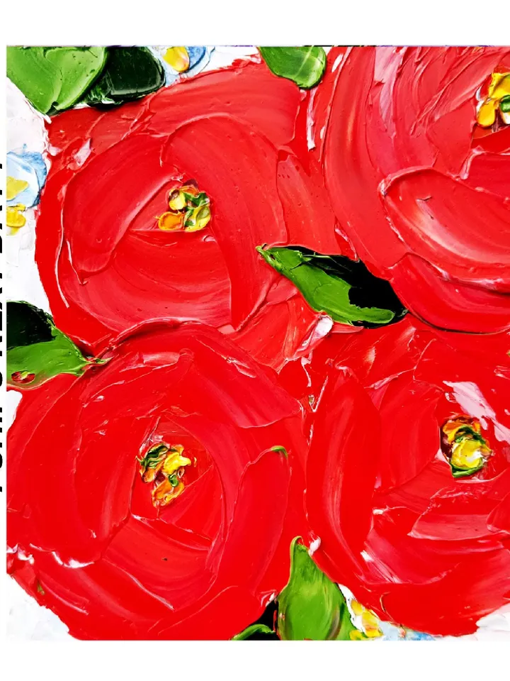 Peony Painting Red Flowers Original Art Red Floral Wall Art Small Impasto Oil Painting Christmas Gifts by ArtProkopaloSv