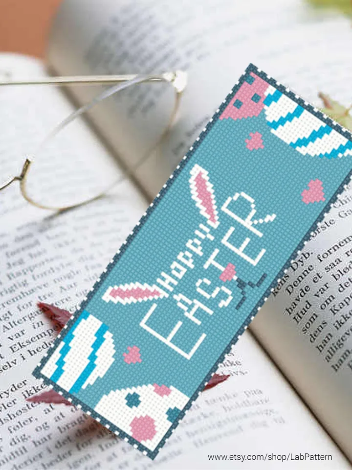 Happy Easter Bookmark Cross stitch pattern | Embroidery Pattern | Instant Download | Embroidery Designs