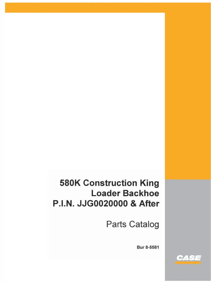 CASE 580K LOADER BACKHOE PARTS CATALOG MANUAL