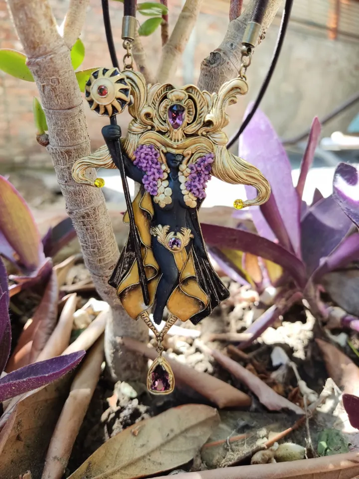Sun Goddess Necklace, Sculpture Necklace, Unique Necklace, Collection Jewelry