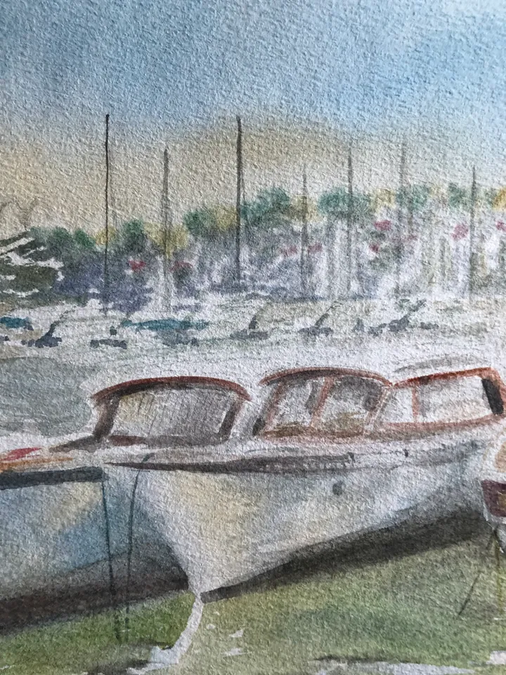 Yahts wall art hand painted modern watercolour painting