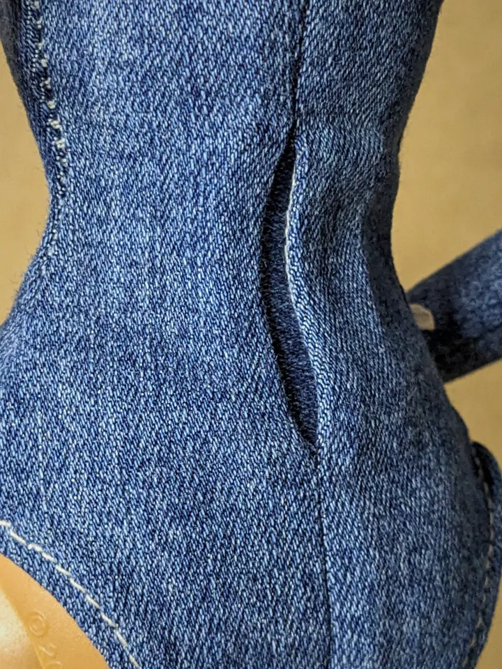 Handmade blue denim bodysuit for 16-inch Fashion Royalty dolls (FR16)