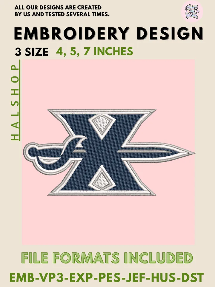 Xavier Musketeers Embroidery Design | NCAA College Logo | Machine Embroidery Digital File for DIY & Crafts