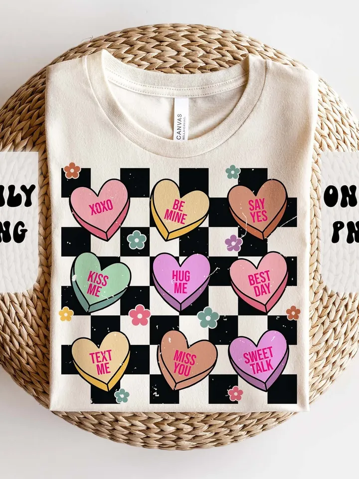 Valentines Conversation Hearts PNG, Valentines Groovy Retro Png, Valentines png, Valentines Sublimation designs, Retro Valentines, png