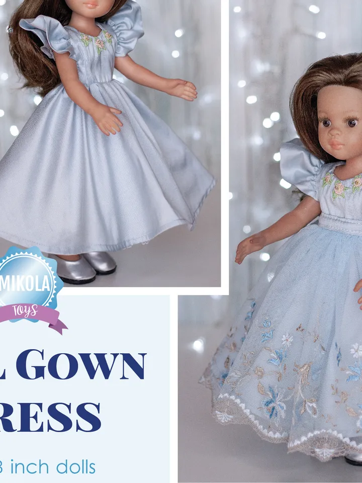 Paola Reina clothes, Silk dress, shoes, underwear, tulle skirt, Paola Reina dress, 13 inch doll clothes, Doll clothing