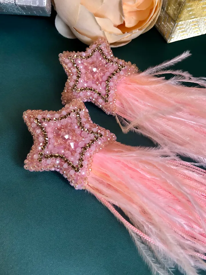 Feather and Crystal Earrings