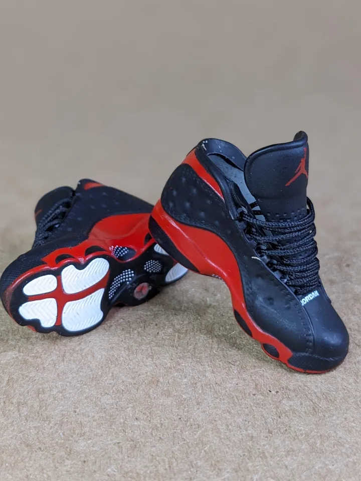 Premium black & red sneakers for 12 inch male dolls