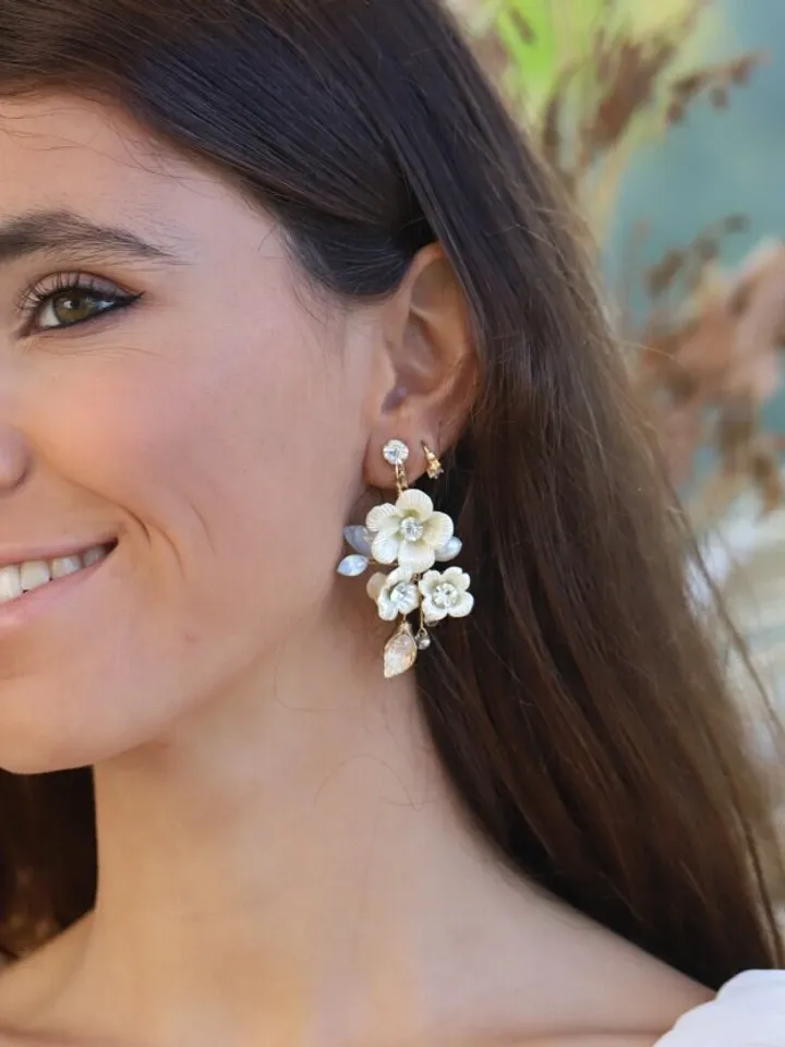 Porcelain Flower Wedding Earrings
