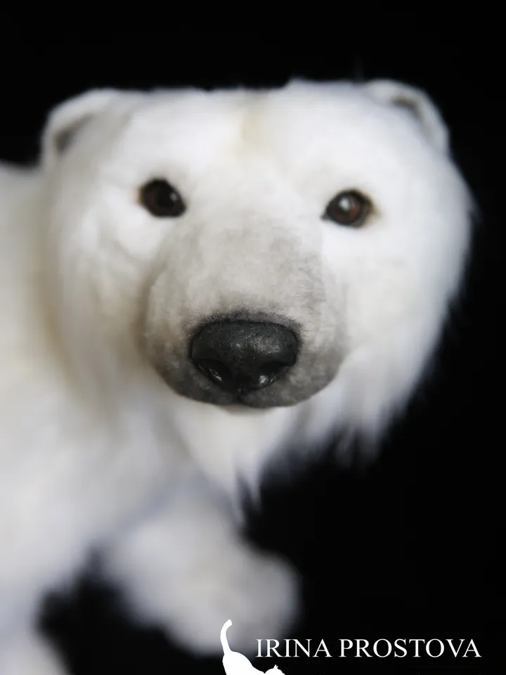 White bear Mike realistic plush animals. Ooak toy. Realistic polar bear stuffed toy