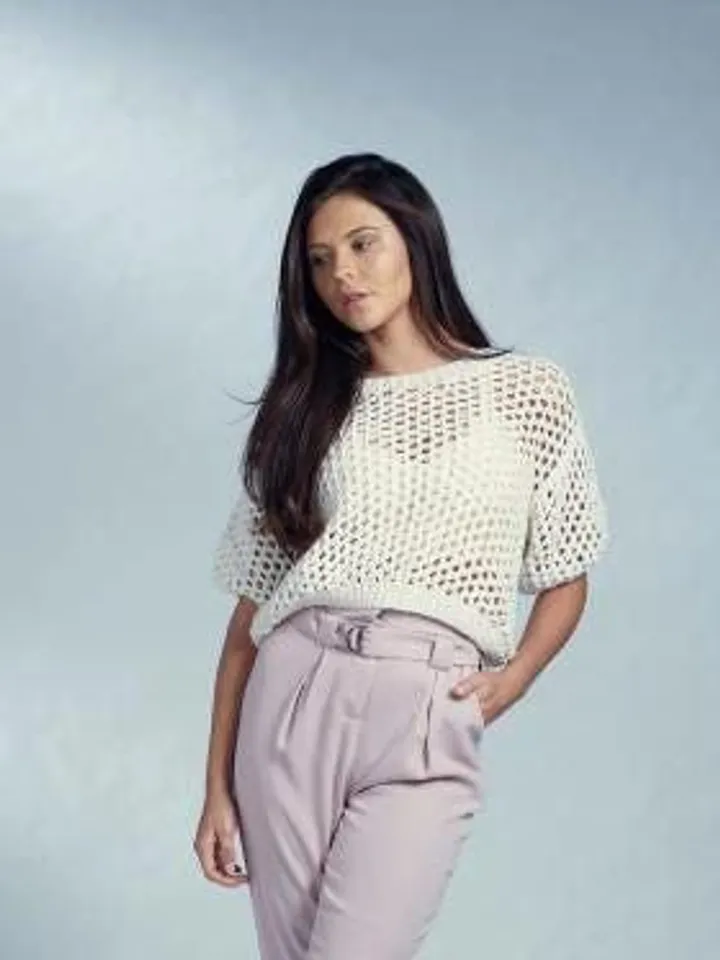 Mesh top knitting pattern, Short sleeve sweater, summer sweater pattern, women ladies top sweater pattern pdf