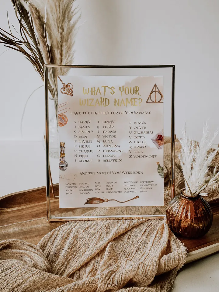 what's YOUR WIZARD NAME sign; Wizard Baby Shower sign; Magic School Baby Shower template; Instant Download; wP66
