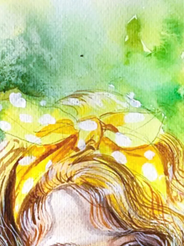 Girl with a bouquet watercolor painting
