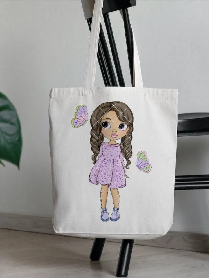 Inspire Easter Girl Clipart, Girl with Bunny Clipart, Spring Girl Clipart, Various Hair Color Girl, Doll Planner Stickers, Easter Doll Clipart