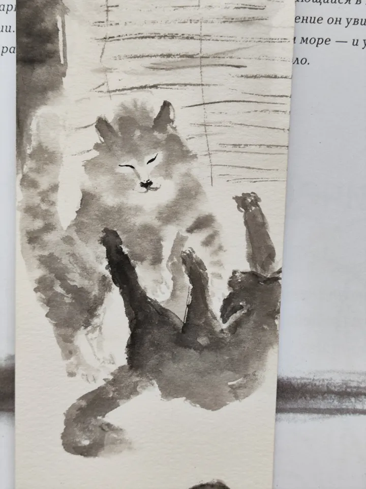 Handpainted bookmark.Original art.Cats