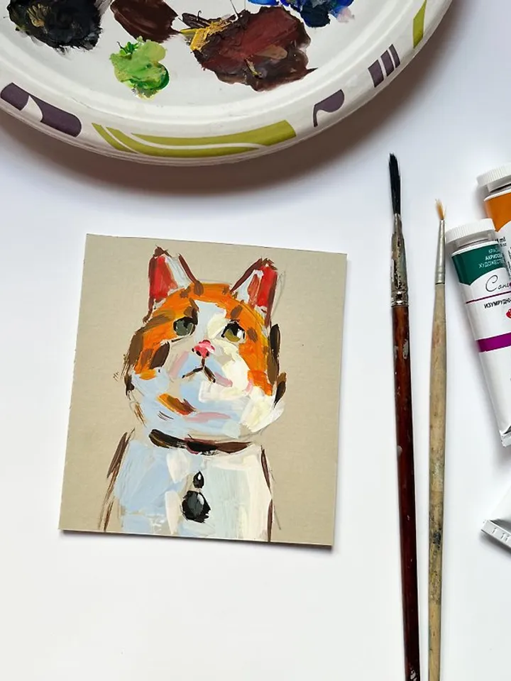 Cat Painting Original Animal Artwork acrylic Painting Small Art