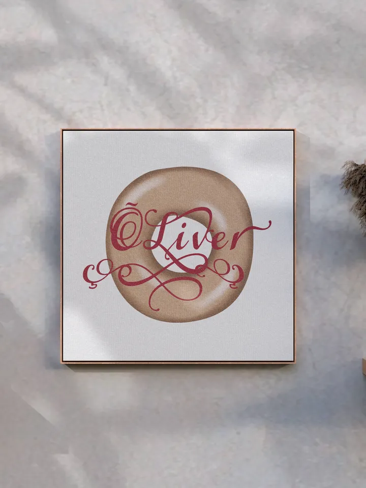 Oliver - name in Samantha style with bright letters, digital design