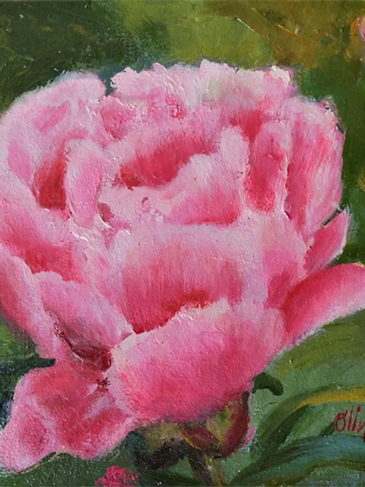 Peony Painting Floral Original Art 牡丹画 Flower Oil Painting Impasto Art